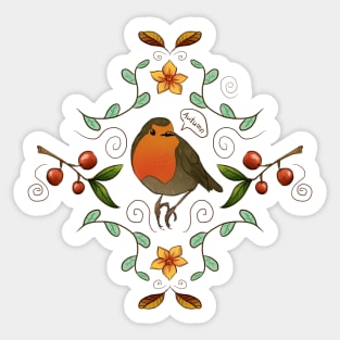 Robin Autumnal design Sticker